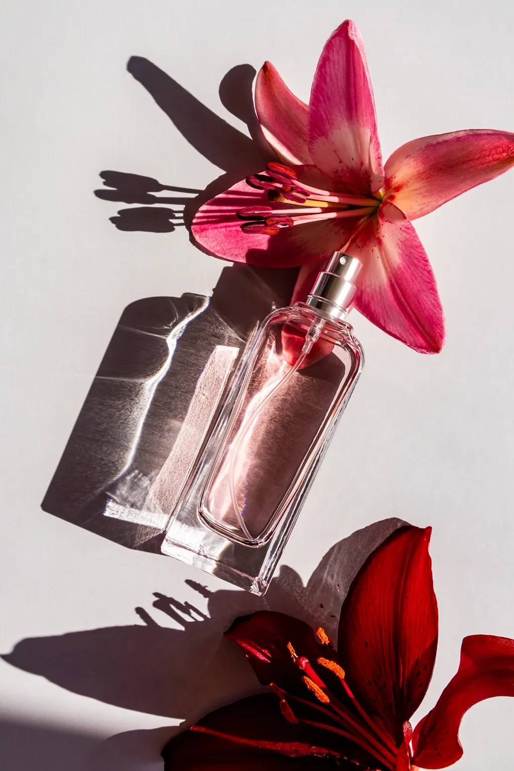 Grande fleur qui sort d'un flacon de parfum